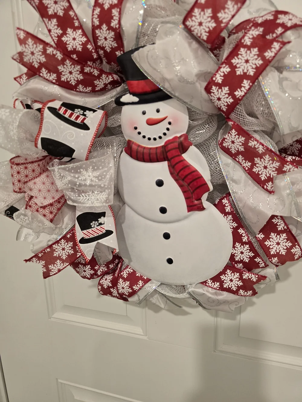 Festive Red & White Snowman Holiday Wreath Small About 16